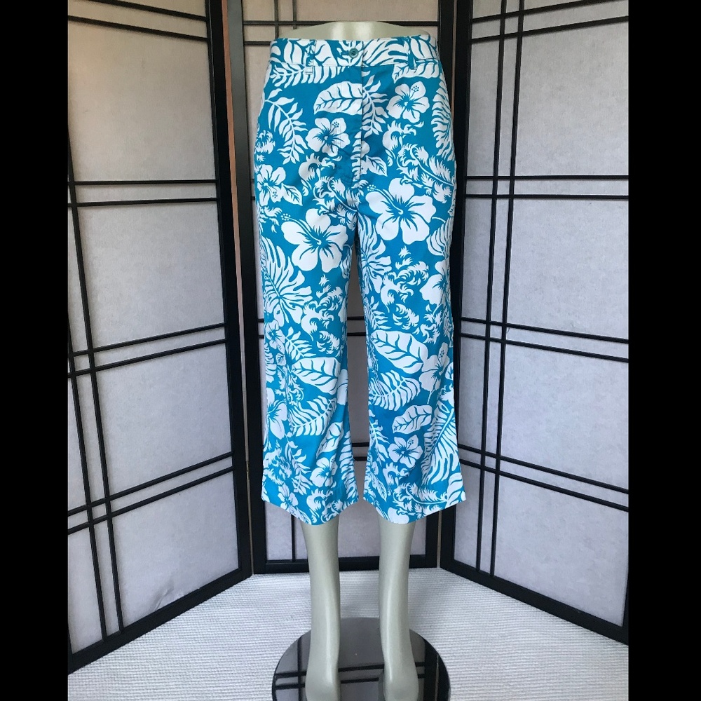 Ralph Lauren Cropped Blue Hawaiian Print Pants